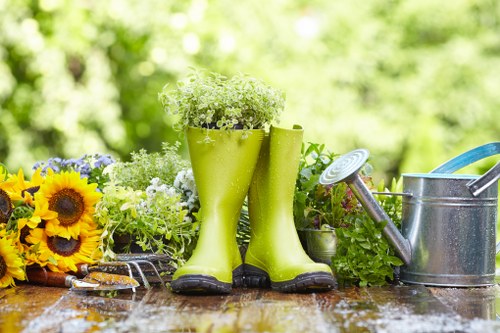 Professional landscapers working in a Penge garden